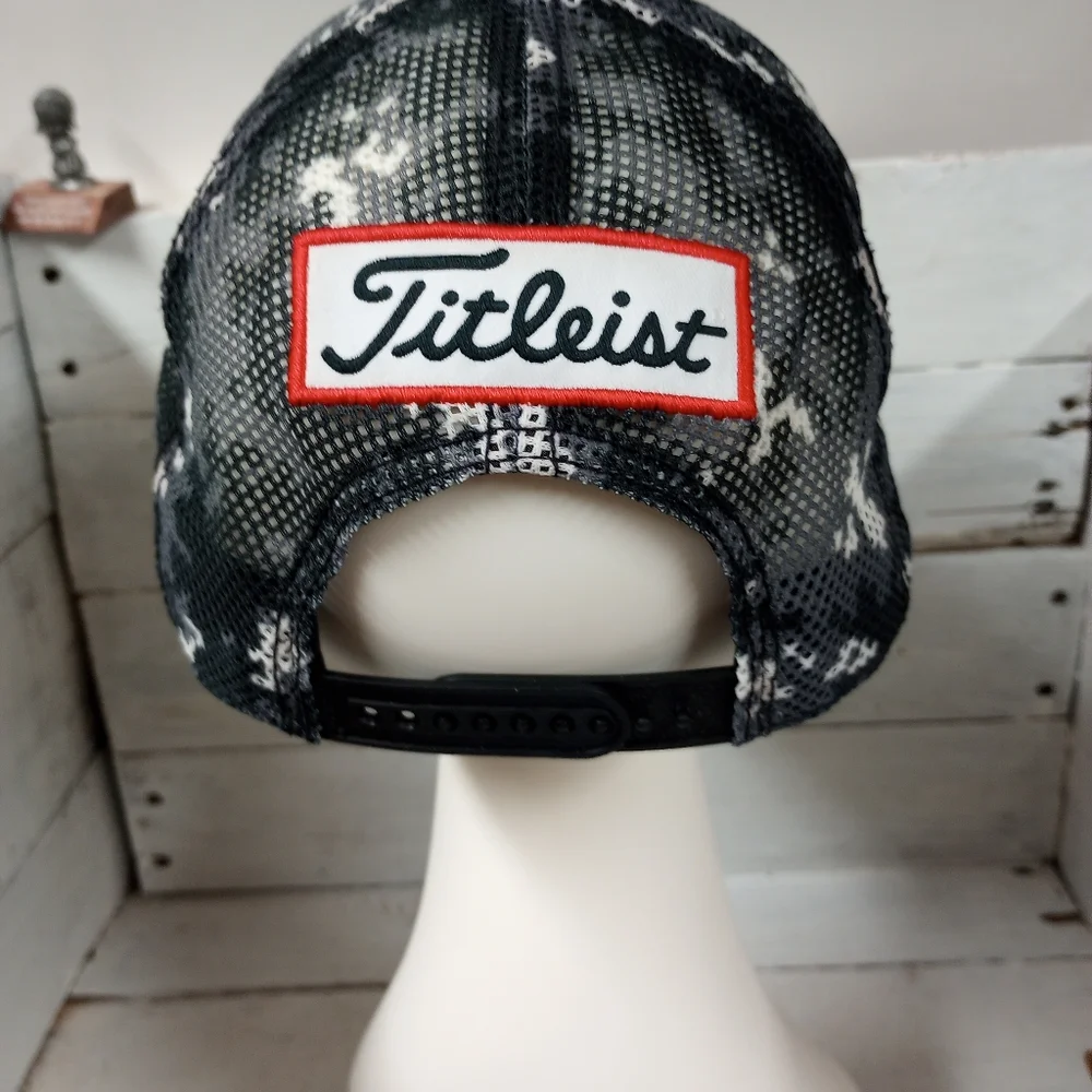 Titleist Pro V1 Footjoy Logo Mesh Black Snapback Hat Cap Men's One Size Fits Mos - Picture 4 of 10